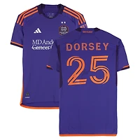 Griffin Dorsey Houston Dynamo FC Autographed Match-Used #25 Purple adidas Jersey from the 2024 MLS Season - Size M