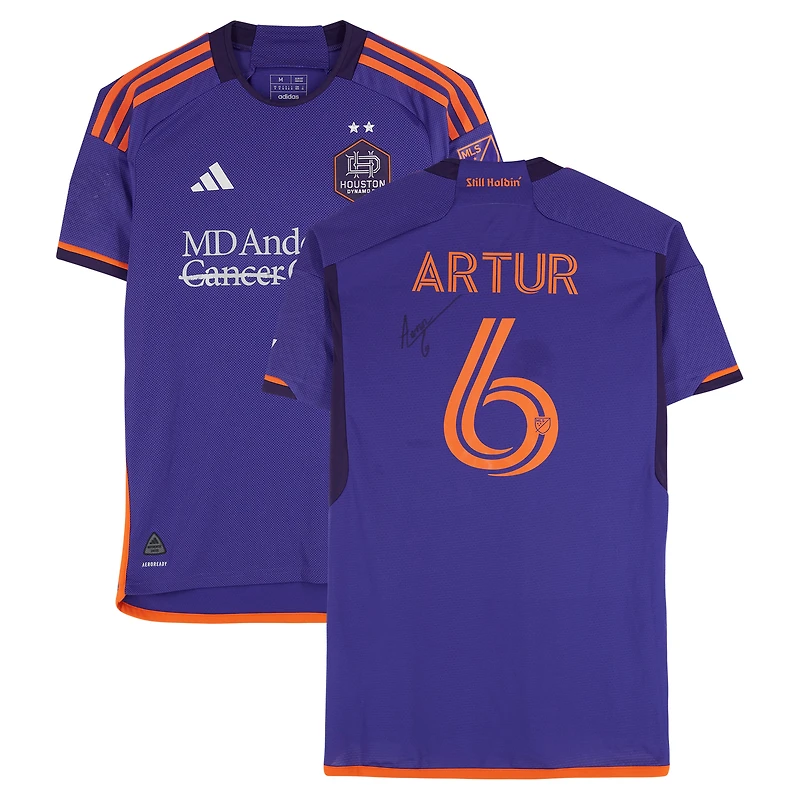 Artur Houston Dynamo FC Autographed Match-Used #6 Purple adidas Jersey from the 2024 MLS Season - Size M