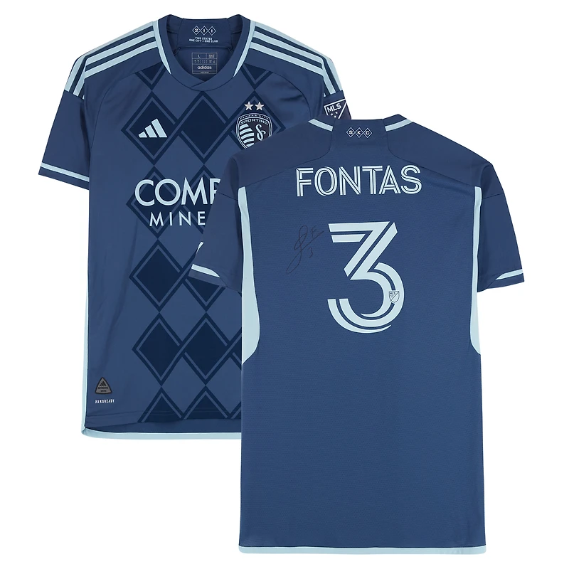 Andreu Fontas Sporting Kansas City Autographed Match-Used #3 Navy adidas Jersey from the 2024 MLS Season - Size L