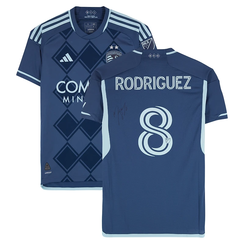 Memo Rodriguez Sporting Kansas City Autographed Match-Used #8 Navy adidas Jersey from the 2024 MLS Season - Size S