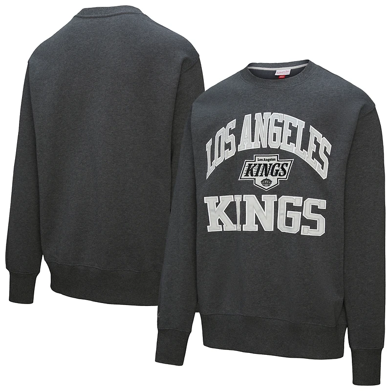Men's Mitchell & Ness Charcoal Los Angeles Kings Playoff Win Fleece Pullover Sweatshirt