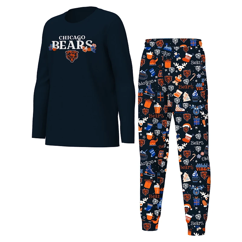 Youth Outerstuff Navy Chicago Bears Chestnut Holiday Sleep Set