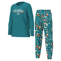 Youth Outerstuff Aqua Miami Dolphins Chestnut Holiday Sleep Set