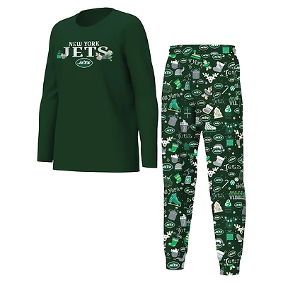 Youth Outerstuff Green New York Jets Chestnut Holiday Sleep Set