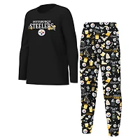 Youth Outerstuff Black Pittsburgh Steelers Chestnut Holiday Sleep Set