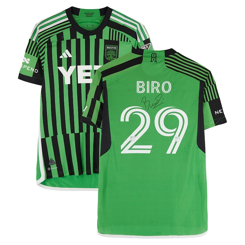 Guilherme Biro Austin FC Autographed Match-Used #29 Green adidas Jersey from the 2024 MLS Season - Size M