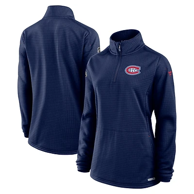 Women's Fanatics Navy Montreal Canadiens Authentic Pro Rink Quarter-Zip Pullover