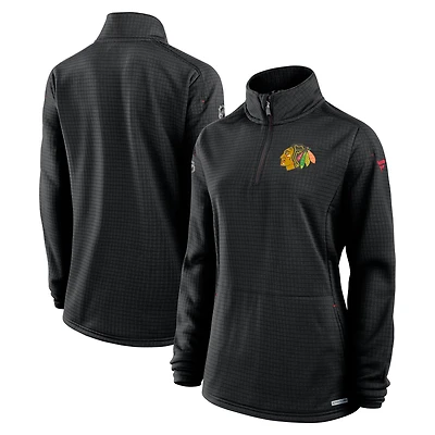 Women's Fanatics Black Chicago Blackhawks Authentic Pro Rink Quarter-Zip Pullover