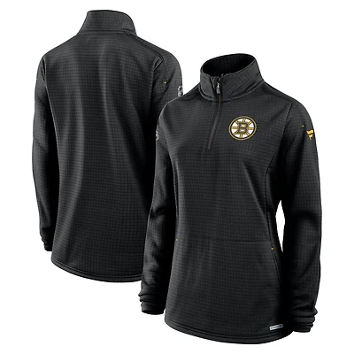 Women's Fanatics Black Boston Bruins Authentic Pro Rink Quarter-Zip Pullover