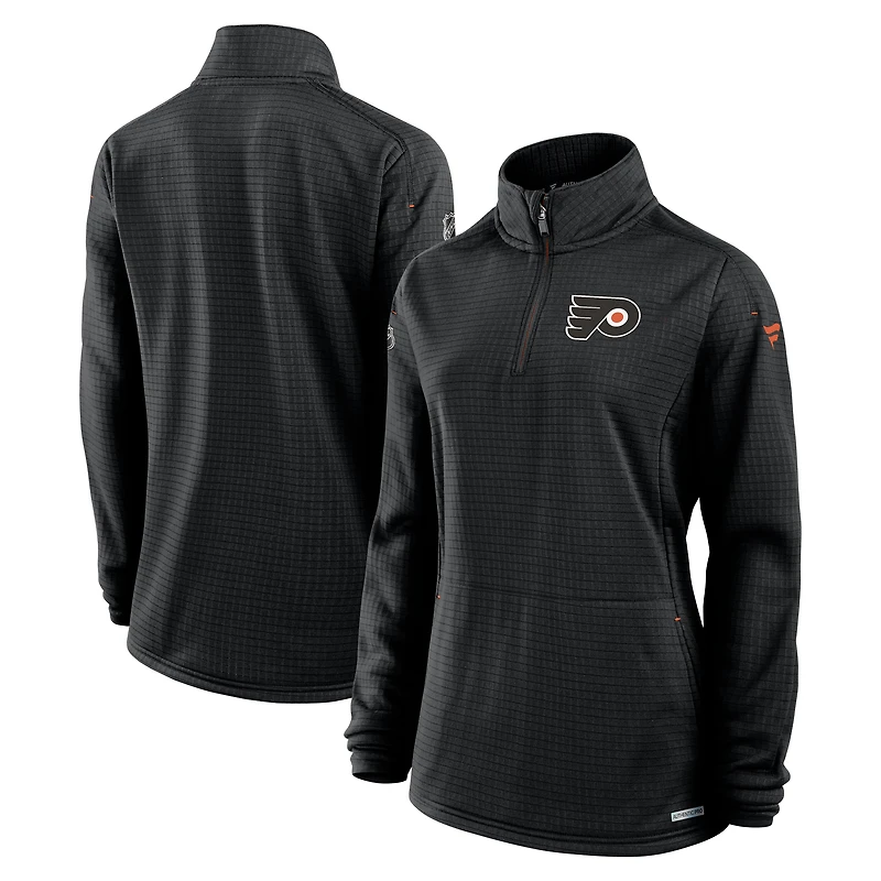 Women's Fanatics Black Philadelphia Flyers Authentic Pro Rink Quarter-Zip Pullover