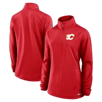 Women's Fanatics Red Calgary Flames Authentic Pro Rink Quarter-Zip Pullover