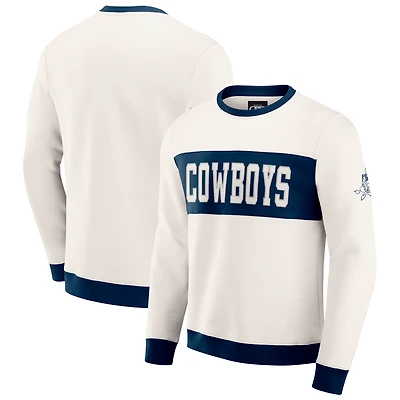 Men's Darius Rucker Collection by Fanatics  Cream Dallas Cowboys Colorblock Crewneck Sweatshirt