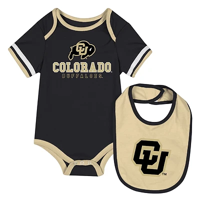 Newborn & Infant Colosseum Black Colorado Buffaloes Bodysuit & Bib Set