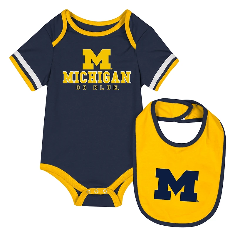 Newborn & Infant Colosseum  Navy Michigan Wolverines Bodysuit & Bib Set