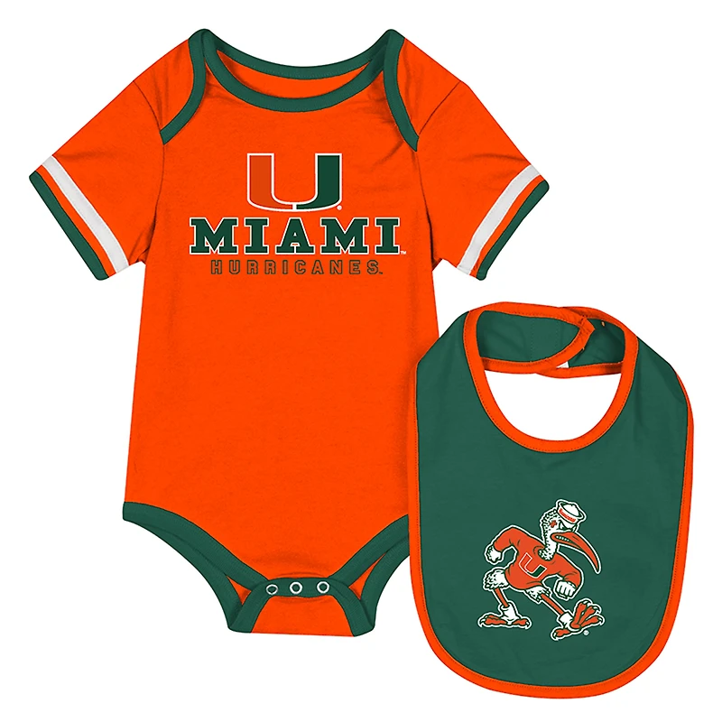Newborn & Infant Colosseum Orange Miami Hurricanes Bodysuit & Bib Set