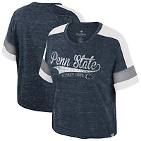 Women's Colosseum Navy Penn State Nittany Lions Color Block Scoop Neck T-Shirt