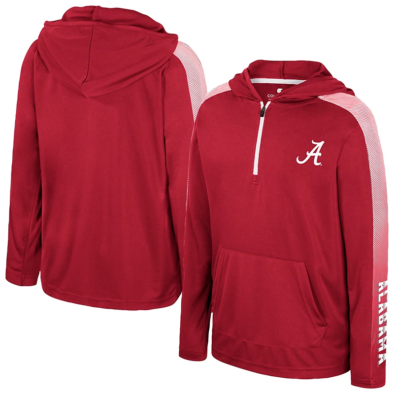 Youth Colosseum Crimson Alabama Crimson Tide Lumen Long Sleeve Quarter-Zip Hooded Windshirt