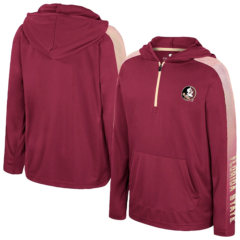 Youth Colosseum Garnet Florida State Seminoles Lumen Long Sleeve Quarter-Zip Hooded Windshirt
