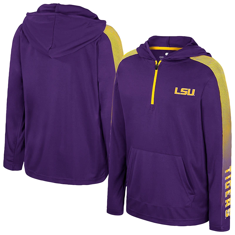 Youth Colosseum Purple LSU Tigers Lumen Long Sleeve Quarter-Zip Hooded Windshirt