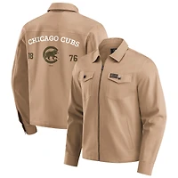 Men's Darius Rucker Collection by Fanatics  Tan Chicago Cubs Distressed Washed Full-Zip Jacket