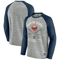 Men's Darius Rucker Collection by Fanatics  Heather Gray Houston Astros Raw Edge Raglan Long Sleeve Baseball T-Shirt