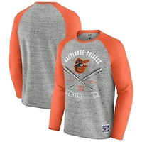 Men's Darius Rucker Collection by Fanatics  Heather Gray Baltimore Orioles Raw Edge Raglan Long Sleeve Baseball T-Shirt