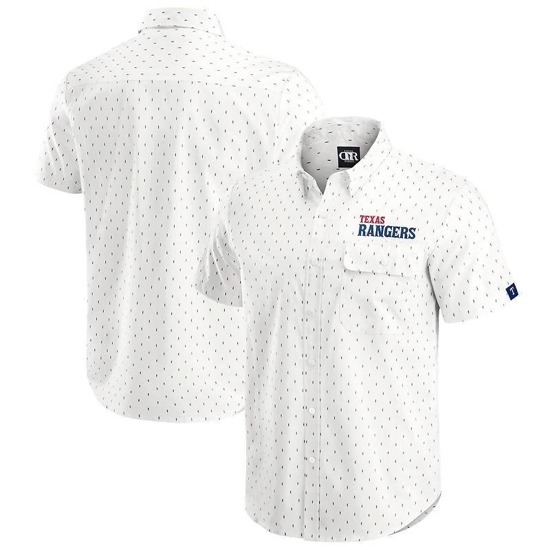 Men's Darius Rucker Collection by Fanatics  Cream Texas Rangers Printed Button-Down Shirt