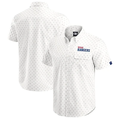 Men's Darius Rucker Collection by Fanatics  Cream Texas Rangers Printed Button-Down Shirt