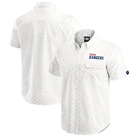 Men's Darius Rucker Collection by Fanatics  Cream Texas Rangers Printed Button-Down Shirt