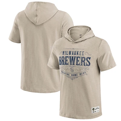Men's Darius Rucker Collection by Fanatics Tan Milwaukee Brewers Hooded T-Shirt