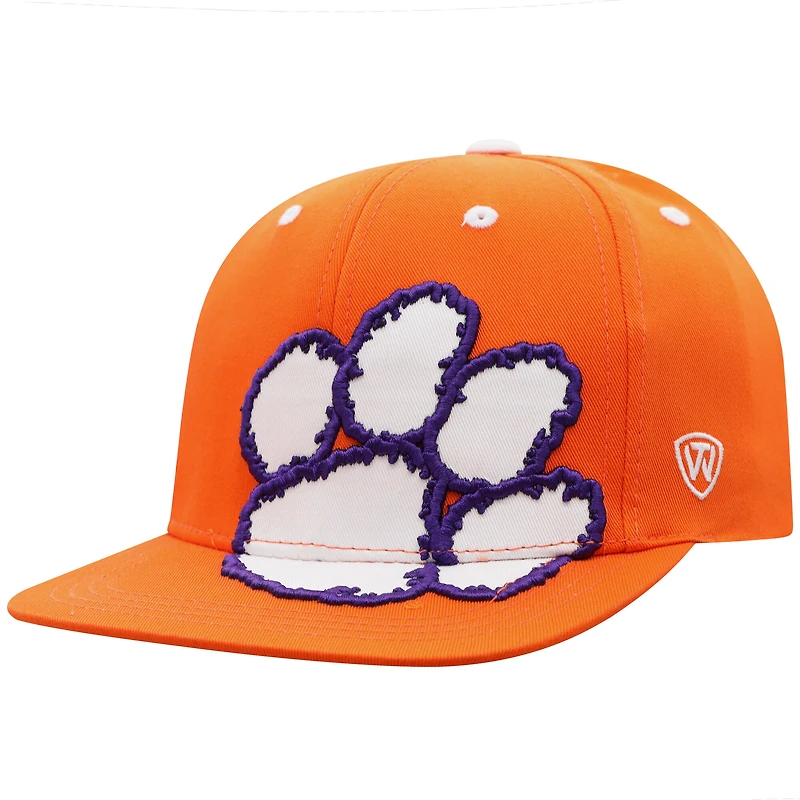 Youth Top of the World Orange Clemson Tigers Oversized Logo Snapback Hat