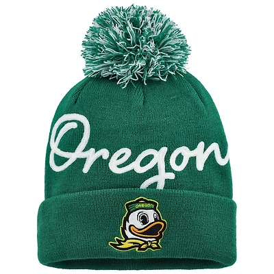 Women's Fanatics Green Oregon Ducks Excel Cuffed Knit Hat with Pom