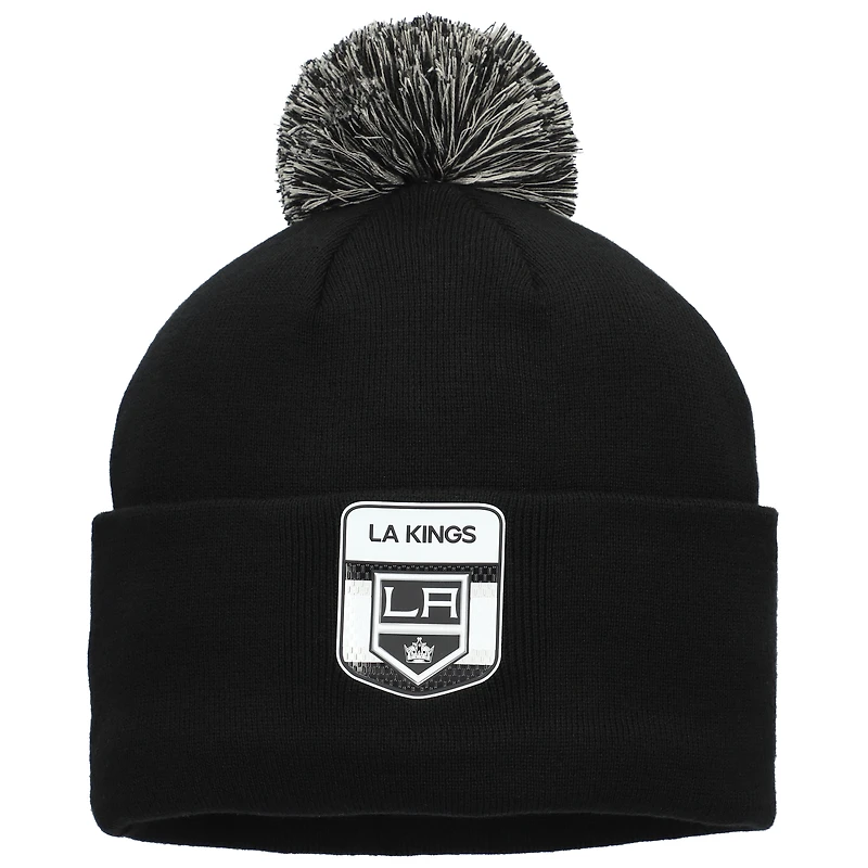 Men's Fanatics Black Los Angeles Kings Authentic Pro Draft Cuffed Knit Hat with Pom