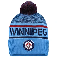Men's Fanatics Light Blue/Navy Winnipeg Jets Authentic Pro Rink Cuffed Knit Hat with Pom