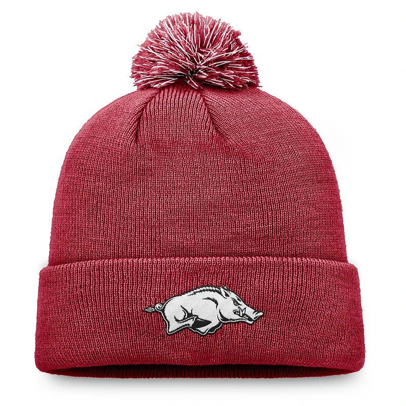 Men's Top of the World Cardinal Arkansas Razorbacks Team Logo Cuffed Knit Hat with Pom