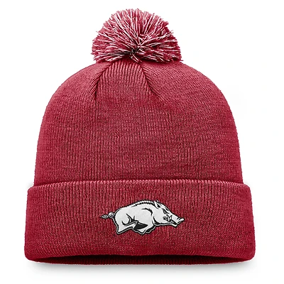 Men's Top of the World Cardinal Arkansas Razorbacks Team Logo Cuffed Knit Hat with Pom