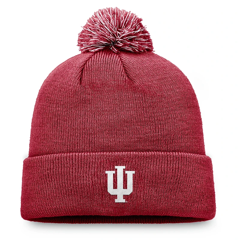 Men's Top of the World Crimson Indiana Hoosiers Team Logo Cuffed Knit Hat with Pom