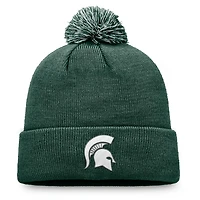 Men's Top of the World Green Michigan State Spartans Team Logo Cuffed Knit Hat with Pom