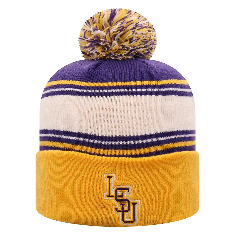 Men's Top of the World Purple LSU Tigers Ambient Cuffed Knit Hat with Pom