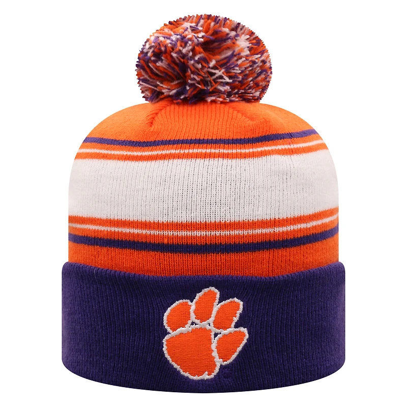 Men's Top of the World Orange Clemson Tigers Ambient Cuffed Knit Hat with Pom
