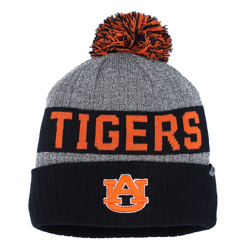 Men's Top of the World  Navy Auburn Tigers Below Zero Cuffed Knit Hat with Pom