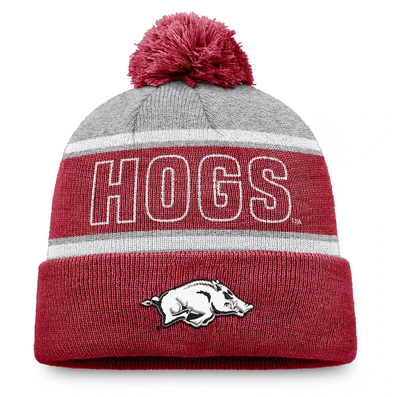 Men's Top of the World Cardinal Arkansas Razorbacks Two-Tone Cuffed Knit Hat with Pom