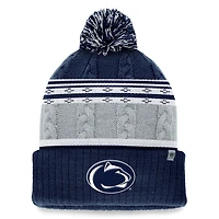 Men's Top of the World True Navy Penn State Nittany Lions Altitude Three-Tone Cuffed Knit Hat with Pom