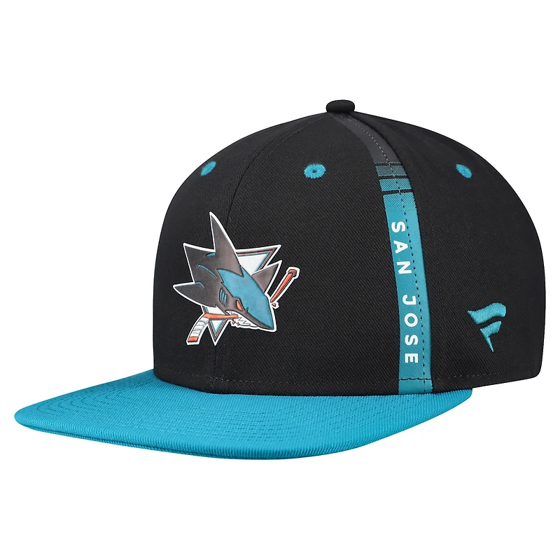 Men's Fanatics Black/Teal San Jose Sharks NHL Draft Authentic Pro Snapback Hat