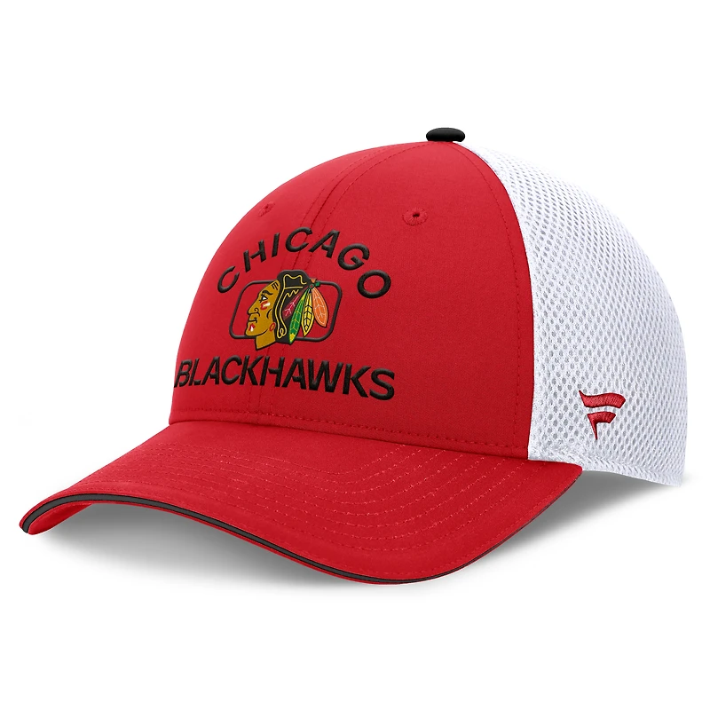 Men's Fanatics Red/White Chicago Blackhawks Authentic Pro Rink Adjustable Trucker Hat