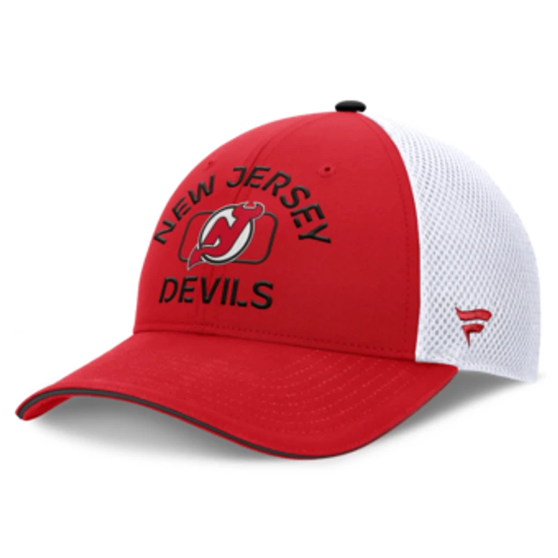 Men's Fanatics Red/White New Jersey Devils Authentic Pro Rink Adjustable Trucker Hat