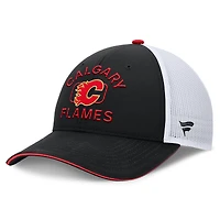 Men's Fanatics Black/White Calgary Flames Authentic Pro Rink Adjustable Trucker Hat