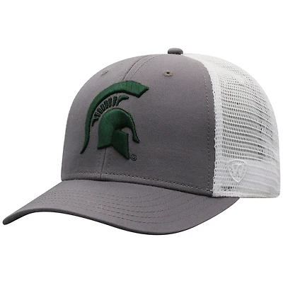 Men's Top of the World Gray Michigan State Spartans Trucker Adjustable Hat