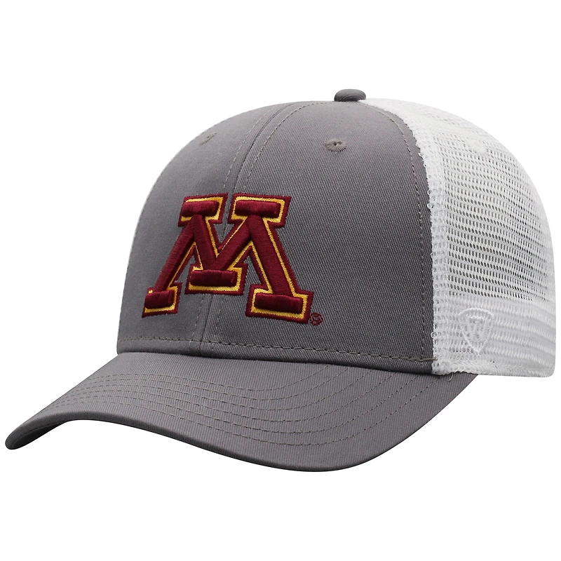 Men's Top of the World Gray/White Minnesota Golden Gophers Victory Baseline Trucker Adjustable Hat