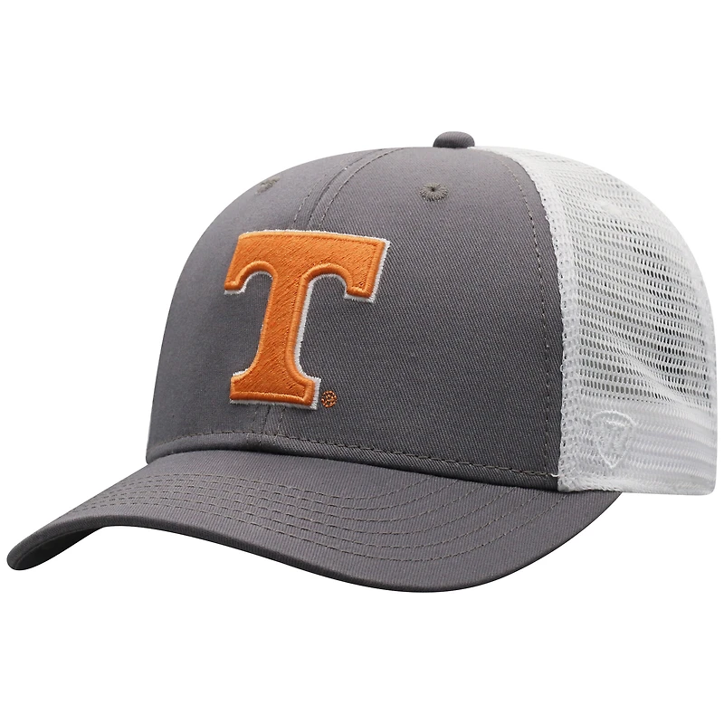 Men's Top of the World Gray/White Tennessee Volunteers Victory Baseline Trucker Adjustable Hat